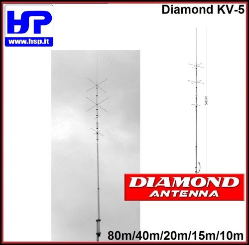DIAMOND -KV5- VERTICAL ANTENNA 10-15-20-40-80