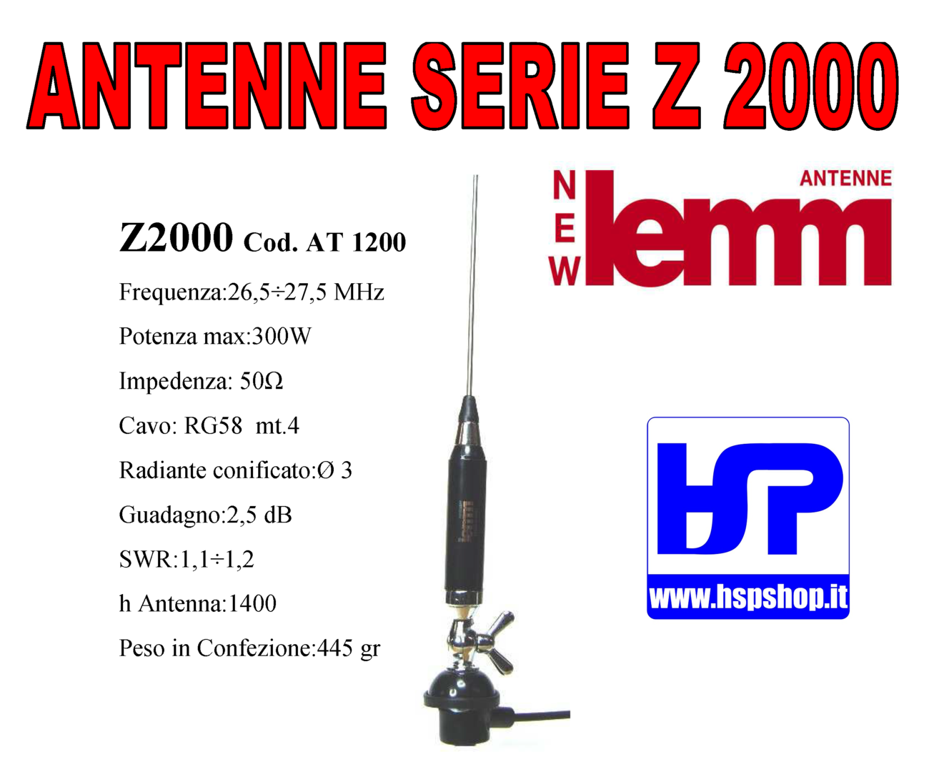 LEMM - Z2000 - AT1200 - ANTENNA VEICOLARE CB