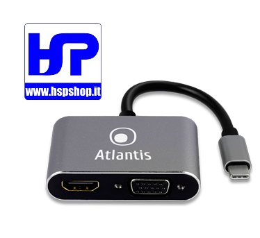 ATLANTIS - ADATTATORE DA TYPE-C A HDMI + VGA