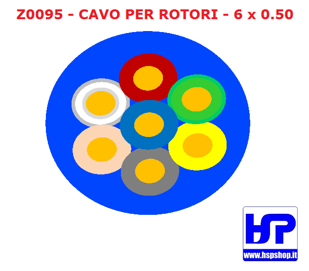 Z0095 - CAVO PER ROTORI 6 POLI - BLU