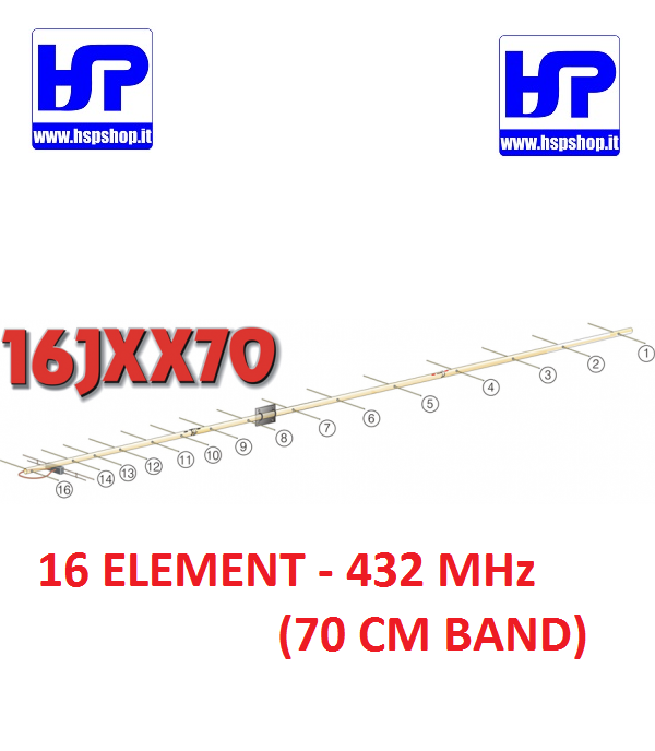 16JXX70 - ANTENNA BEAM 16 ELEMENTI 432 MHz