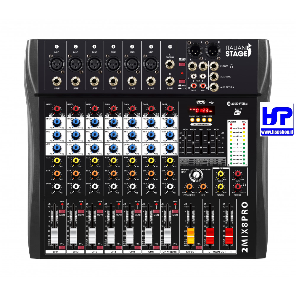 IS 2MIX8PRO - MIXER 8 CANALI CON MultiFX DSP