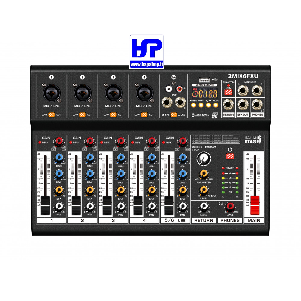 IS 2MIX6FXU - 6 CHANNEL MIXER - DSP MultiFX