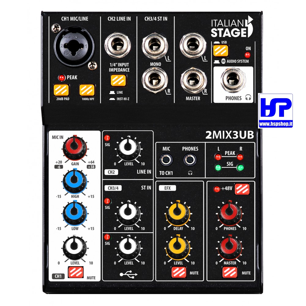 IS 2MIX3UB - STEREO MIXER - USB AND BLUETOOTH