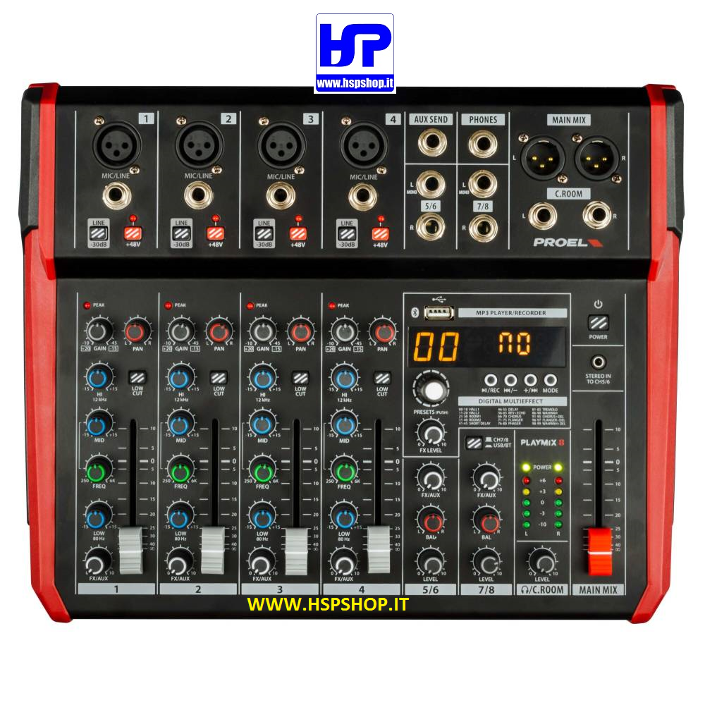PROEL - PLAYMIX8 - MIXER 8 INPUT WITH EFFECTS